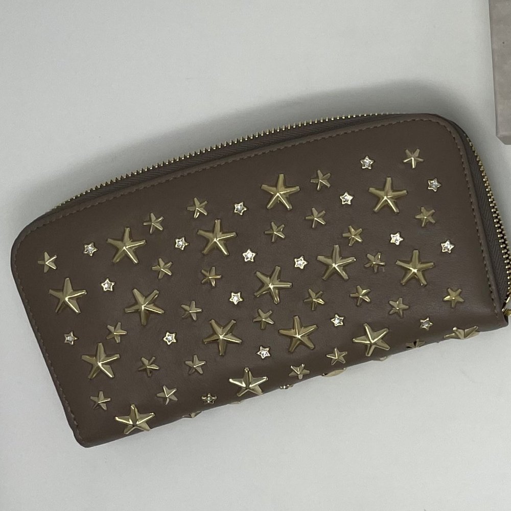 Jimmy Choo Ladies Filipa Star Studded Wallet (Light/Mocha)